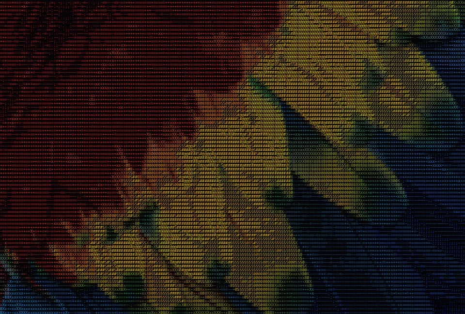 ASCII art portrait used as a social media avatar
